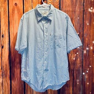 Ralph Lauren Polo Jeans Co. shirt, large, 100% cotton, blue grid pattern.